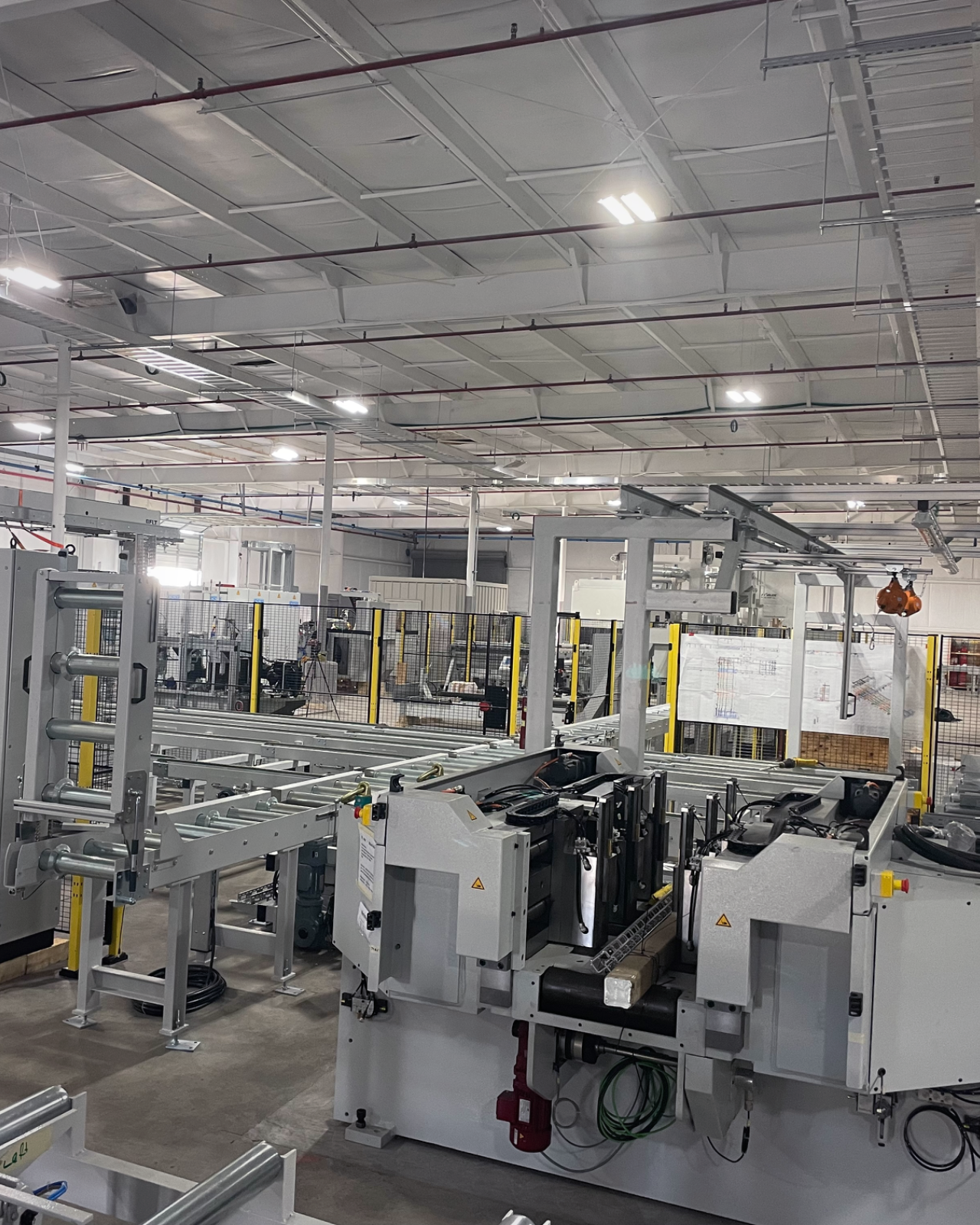 Modern automated manufacturing line on a plant floor